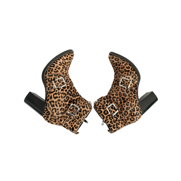 Steve Madden HALLE-L Boots Ankle Studded Leopard Cow Hair Women’s Size 6.5M - Picture 5 of 9